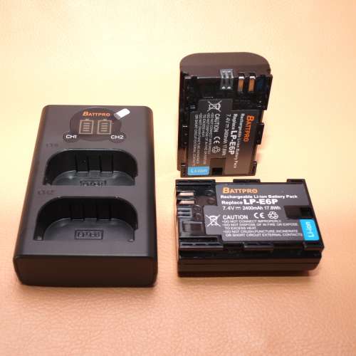 上到行驗證！( 2x LP-E6P電池 連 1x LPE6P雙位充電器 )優惠套裝合Canon R5 Mark II...