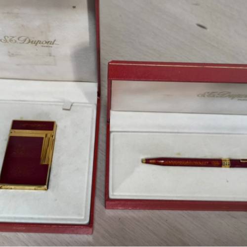 都鵬 紅金沙 火機 ➕金筆