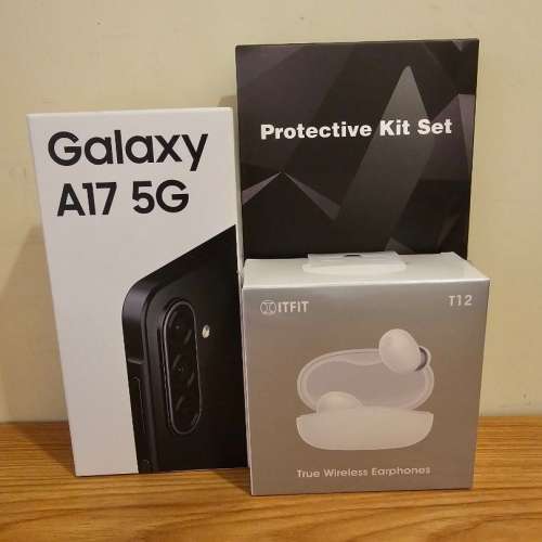 全新Samsung A17 手機+耳機+保護配件