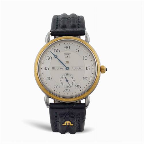 Vintage Maurice Lacroix Automatic Jumping Hour Watch w/18KT Gold Bezel