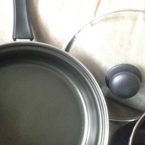 Non Stick Frying Pan Pot Lid 24cm 3pc Set Made in TaiWan NEW 易潔鑊套裝