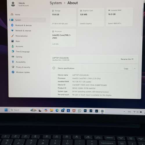 Lenovo IdeaPad Slim3 15.7"/intel Core 5-210H/16GB RAM/1TB SSD/ 3/1買入行貨有單