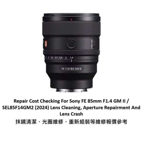 Repair Cost Checking For Sony FE 85mm F1.4 GM II / SEL85F14GM2 (2024) Lens Clean