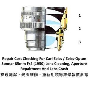 Repair Cost Checking For Carl Zeiss / Zeiss-Opton Sonnar 85mm F/2 (1950) Lens