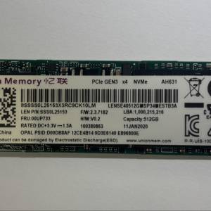 Union Memory 512GB m.2 nvme PCIe 3.0x4 SSD