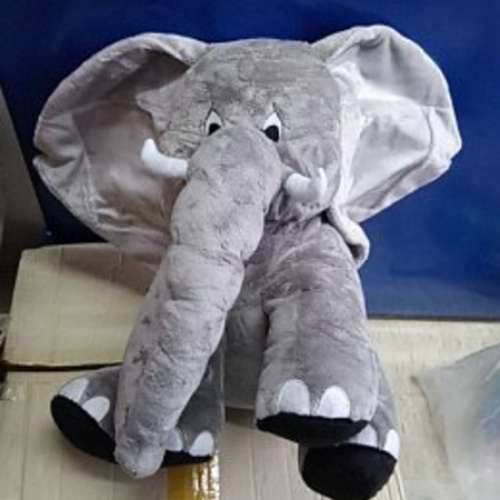 毛公仔-共3只(象42高+灰兔38高+綠色10cm高) New