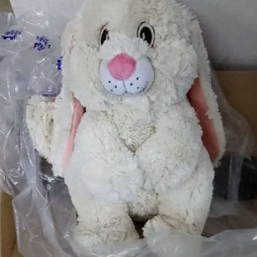 毛公仔-共3只(象42高+灰兔38高+綠色10cm高) New