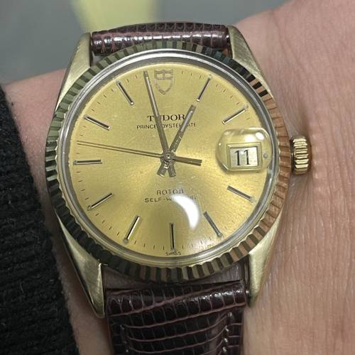 TUDOR 75205 金套 全自動 K金狗牙圈 34mm錶面 膠鏡 送靚皮帶 代用扣 平到笑😂 $6900