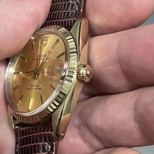 TUDOR 75205 金套 全自動 K金狗牙圈 34mm錶面 膠鏡 送靚皮帶 代用扣 平到笑😂 $6900