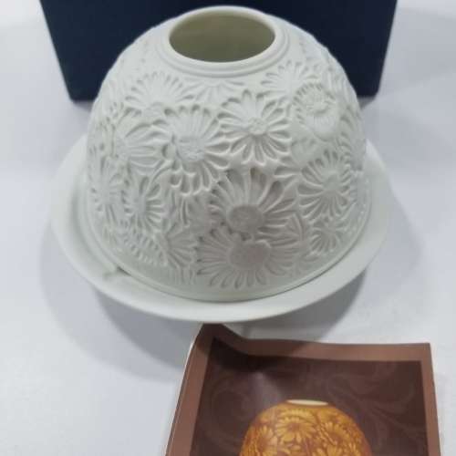 雛菊花圖案白色陶瓷小蠟燭燭台