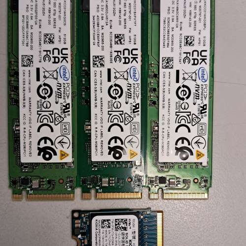Intel 512GB M.2 2280 NVMe SSD $300 and KIOXIA 256GB M.2 2230 NVMe SSD $200