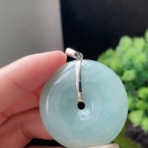 翡翠A玉平安扣（重金鑲18k白）