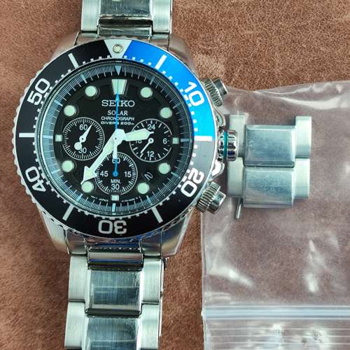 Seiko Solar 太陽能潛水錶， 無"X" logo (藍/黑 圈）
