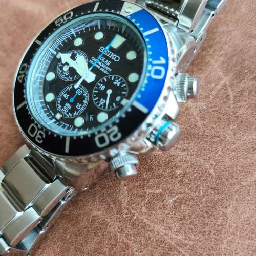 Seiko Solar 太陽能潛水錶， 無"X" logo (藍/黑 圈）