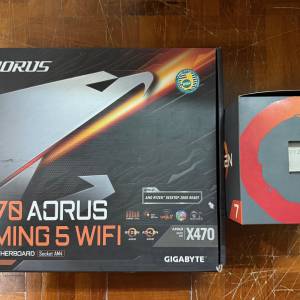 技嘉主機板 Gigabyte X470 AORUS GAMING 5 WIFI + Ryzen 2700 CPU 處理器