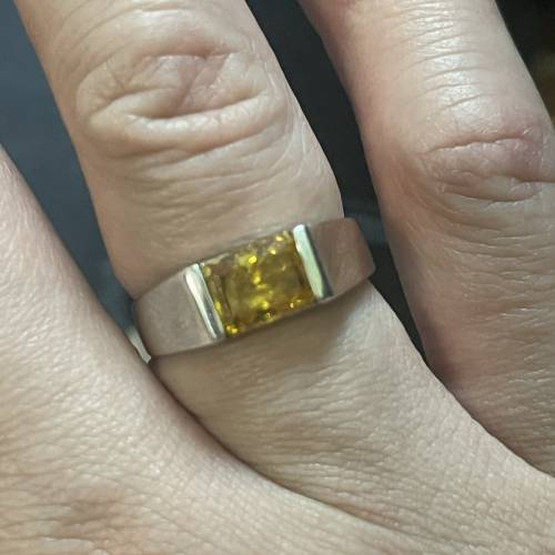 925純銀 黃晶戒指 17圈 $188