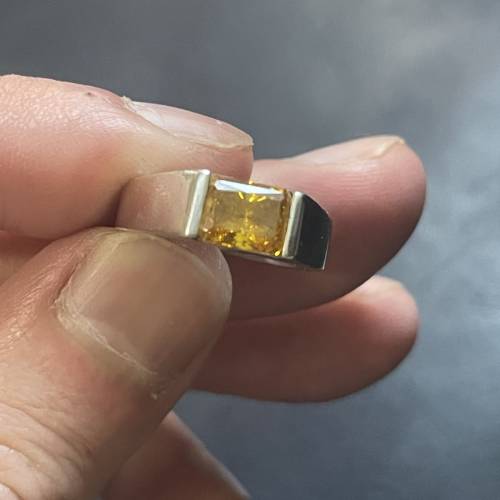 925純銀 黃晶戒指 17圈 $188