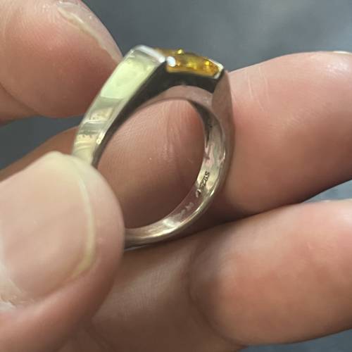 925純銀 黃晶戒指 17圈 $188