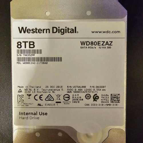 WD 8TB WD80EZAZ Helium Fill HDD (256MB Cache, 5,400rpm)