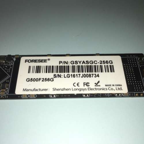 FORESEE M.2 SATA NGFF 256GB SSD 2280 折機Health Status 100% Good 256 256G