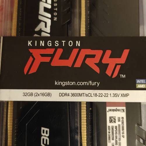 Kingston FURY Beast 16GBx 2 （共32GB）DDR4 3600MT/s