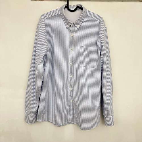 100%全新︰男裝藍白直條（Fleece內里，衫袖都有）恤衫 Size M~L - 夠哂保暖！