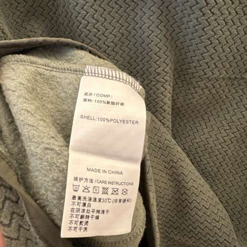 新淨企理：99% 男裝軍綠色保暖上衣 Size M