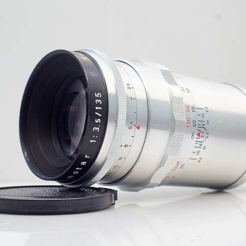 罕見白銀版本 Meyer 紅V Primotar 135mm f3.5, Germany (極新淨, 15光圈葉)