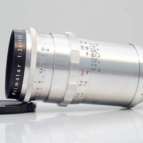 罕見白銀版本 Meyer 紅V Primotar 135mm f3.5, Germany (極新淨, 15光圈葉)