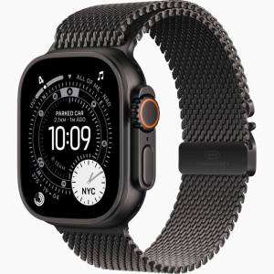 Apple Watch Ultra3 黑色鈦金屬錶殼搭配鈦金 屬米蘭網織手環 （L）