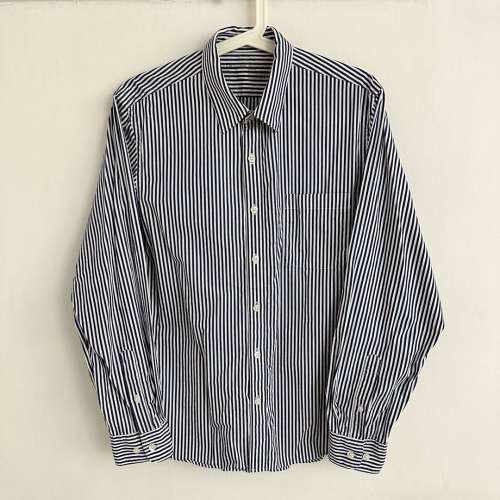 企理二手︰男裝二手恤衫：Muji Men Shirt 藍白色直間恤衫中碼 Size M