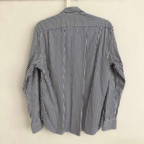 企理二手︰男裝二手恤衫：Muji Men Shirt 藍白色直間恤衫中碼 Size M