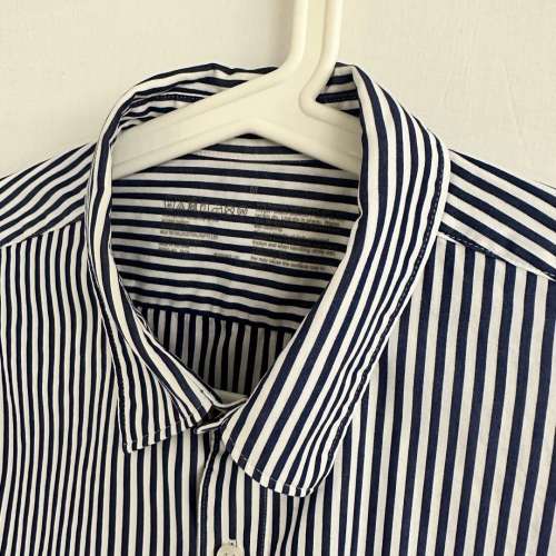 企理二手︰男裝二手恤衫：Muji Men Shirt 藍白色直間恤衫中碼 Size M