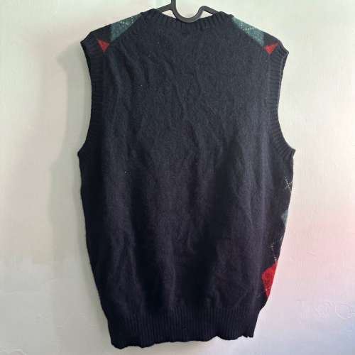 J.Crew Men&rsquo;s 100% Lambswool Navy/Red Sweater V Neck Vest Size L 男裝100%羊毛V...