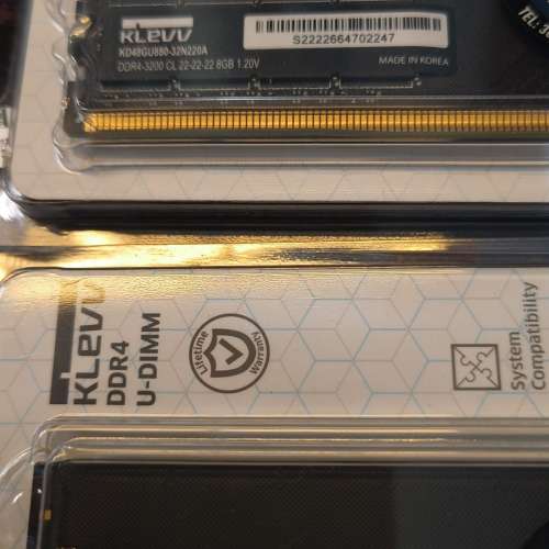 KLEVV DDR4 3200  8x2 共16GB Desktop Ram