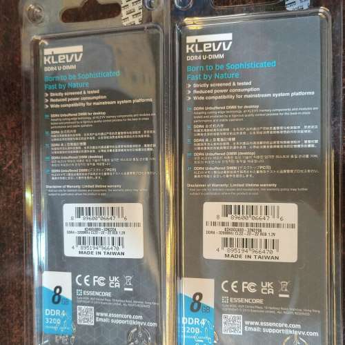 KLEVV DDR4 3200  8x2 共16GB Desktop Ram