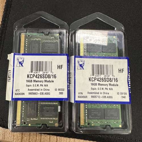 2條 Kingston ddr4 266 16g ram