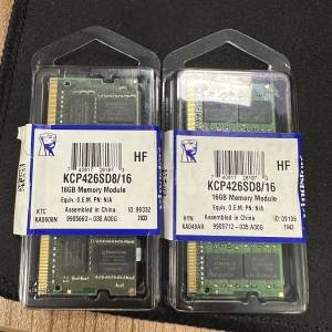 2條 Kingston ddr4 266 16g ram
