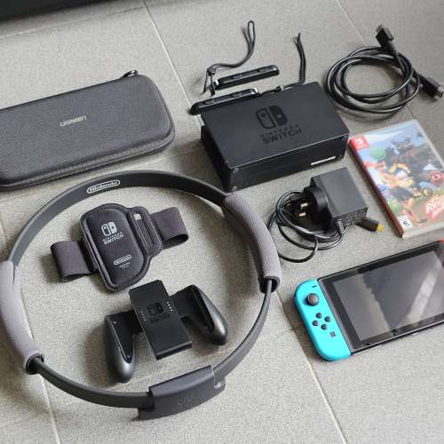 Nintendo Switch 1 主機+RingFit遊戲, 連配件, 95%新