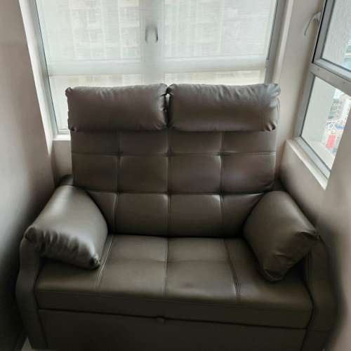 名牌安利寶 雙人牛皮梳化床（95% 新）