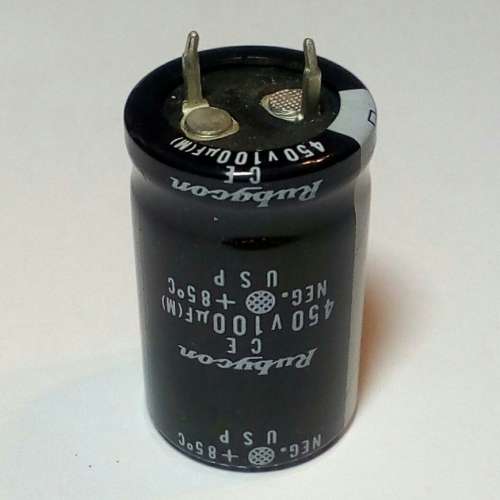 日本高壓電容100uF450V, Rubycon.