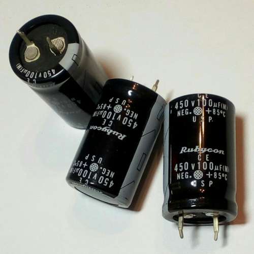 日本高壓電容100uF450V, Rubycon.