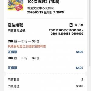 林懷民x幾米xFOCASA馬戲團門票*2
