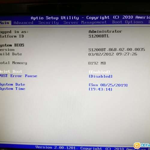 INTEL Server Board set, 伺服器主機板 S1200BTL with CPU & RAM S1200BTL