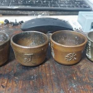 刻字刻圖春夏秋冬純銅水杯茶杯酒杯