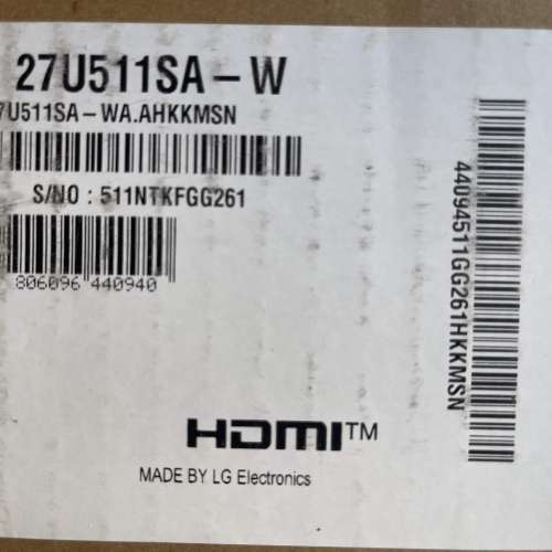 $1,200 100%新 未開封 LG Electronics 樂金 27U511SA-W 27 吋全高清 IPS 智能顯示器...