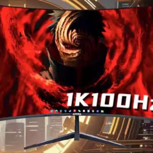 全新27吋曲面1080p無邊框100hz黑色顯示器一年保養只換不修