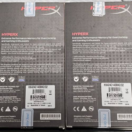 HyperX DDR4 2400 CL14 16GBx4 = 64GB