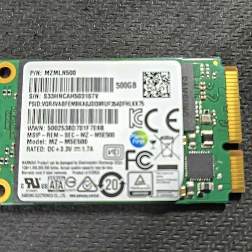 Samsung 三星850 EVO mSATA SSD 500GB 固態硬碟