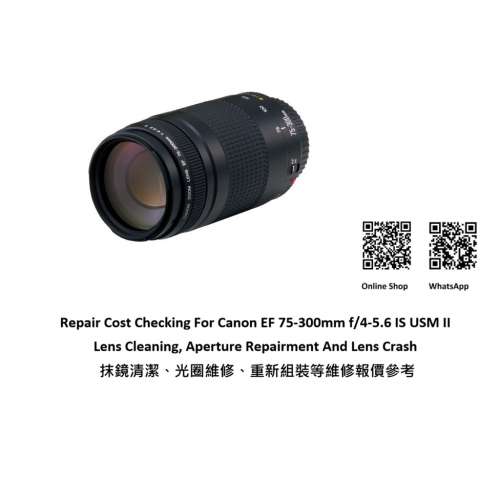 Repair Cost Checking For Canon EF 75-300mm f/4-5.6 IS USM II Lens Cleaning